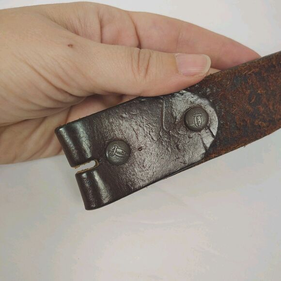 Vtg Justin Embossed Full Grain Leather Belt Sz 32 No Buckle Excellent USA Made - Picture 3 of 6
